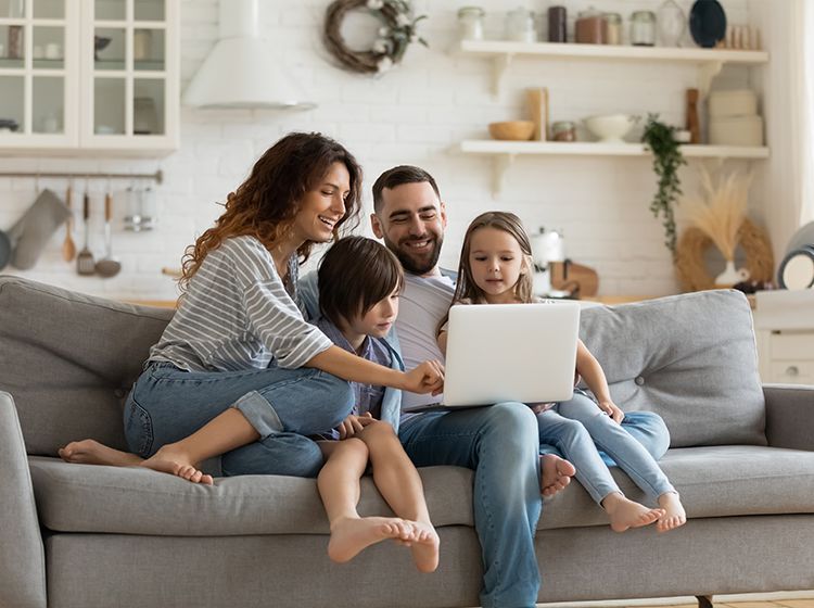 Family on couch